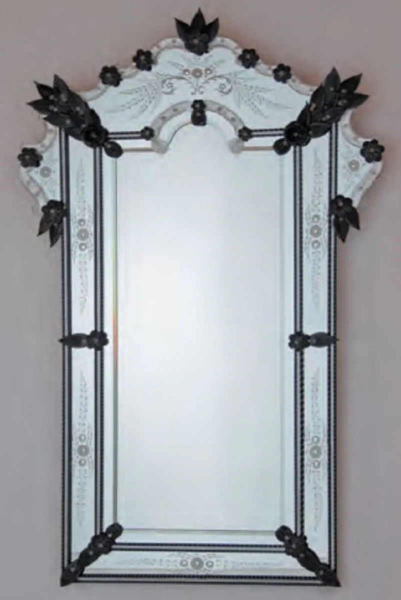 Casa Padrino espejo barroco de lujo negro - Magn¨ªfico espejo de pared de estilo veneciano - Muebles barrocos - Muebles de castillo - Muebles de lujo estilo barroco - Hecho en Italia