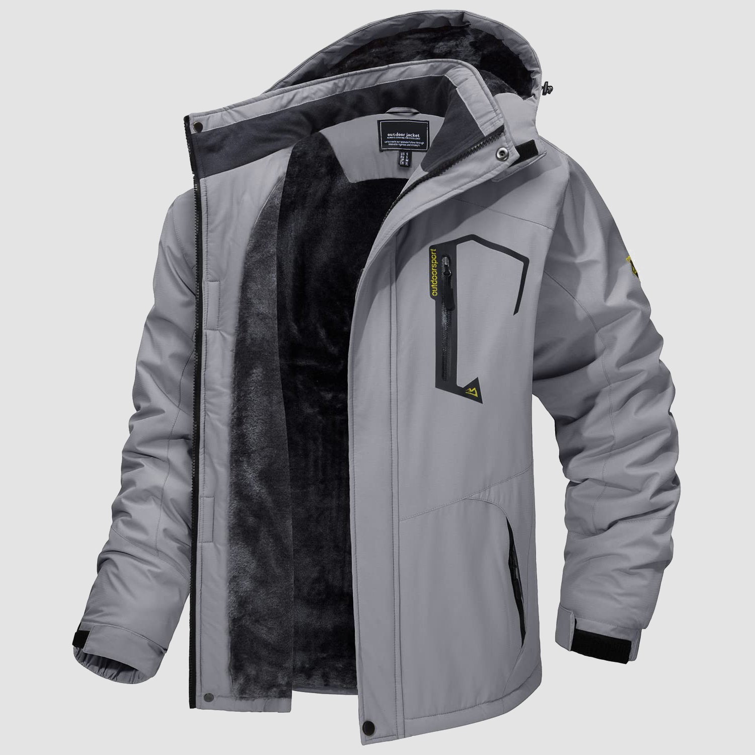 Men's Winter Jacket Water Repellent Ski Snow Jacket Warm Fleece Coat Parka Raincoats With Multi-Pockets