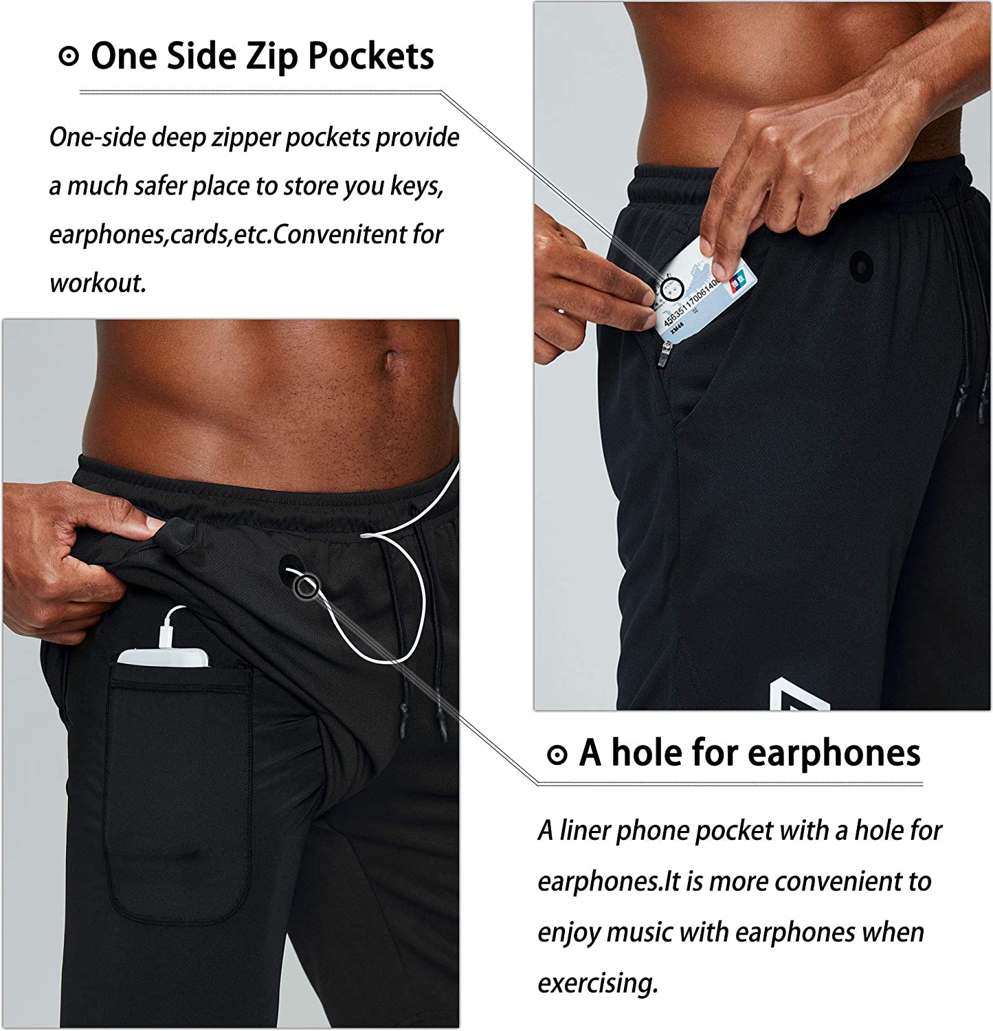 Men's 2 in 1 Running Shorts Gym Workout Quick Dry Mens Shorts with Phone Pocket