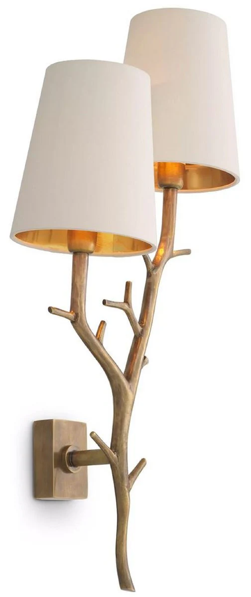 Casa Padrino lámpara de pared doble de lujo latón vintage / crema 28 x 17 x A. 60 cm - Lámpara de pared de salón - Luces de hotel - Luces de pared de lujo - Calidad de lujo