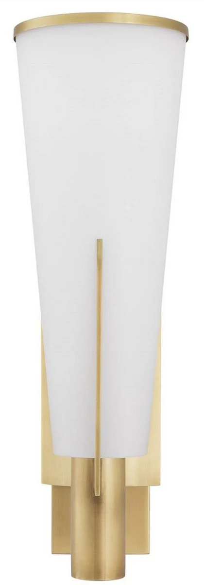 Casa Padrino lámpara de pared de lujo latón antiguo / blanco 13 x 19 x A. 40,5 cm - Elegante aplique de metal con pantalla de vidrio - Lámparas de Lujo