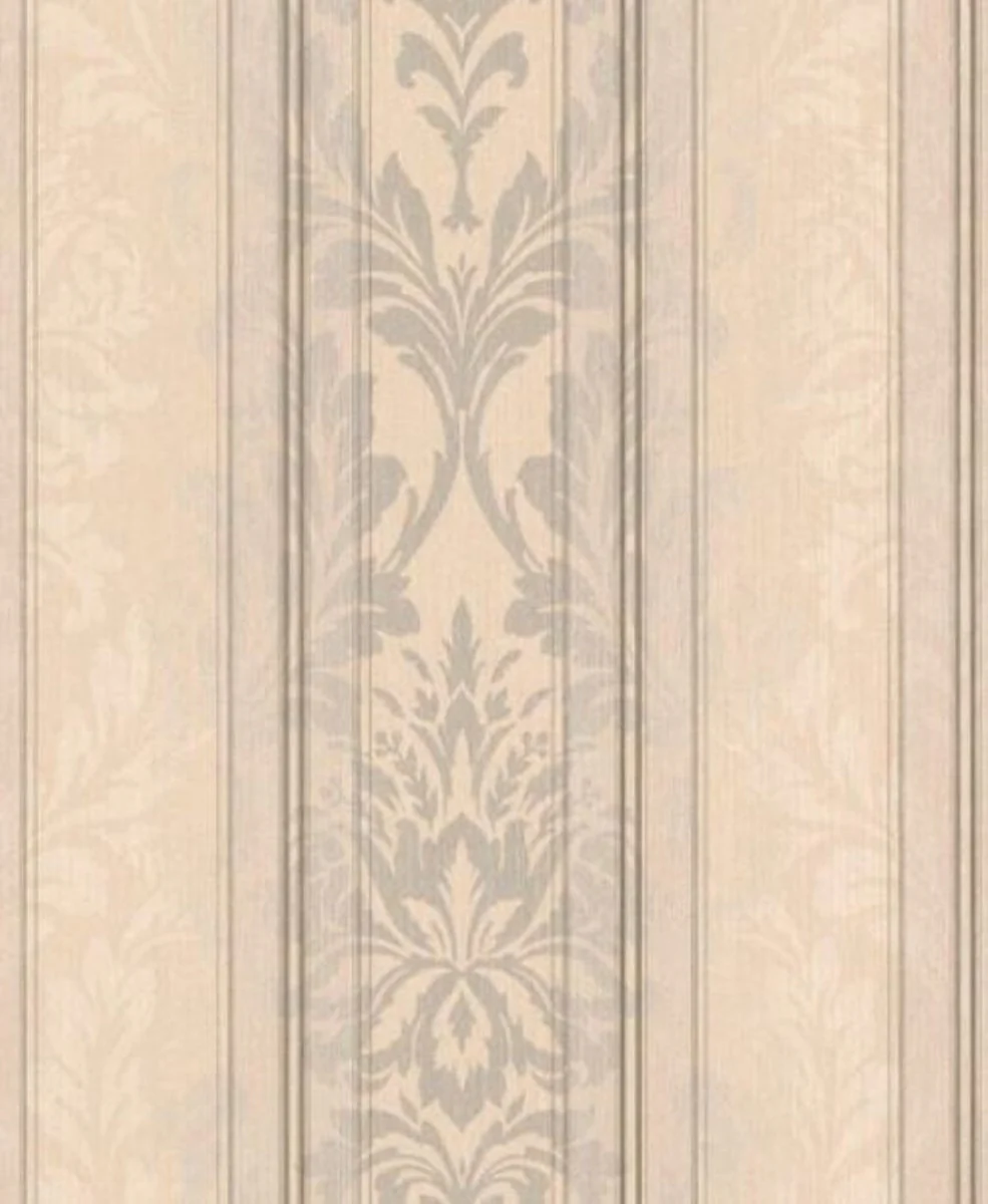 Casa Padrino papel tapiz textil barroco crema / beige / plata / gris 10,05 x 0,53 m - Papel Pintado de la Sala de Estar - Accesorios Decorativos