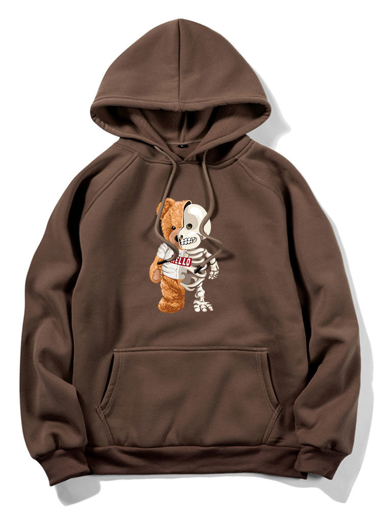 Skeleton Bear Print Hoodie