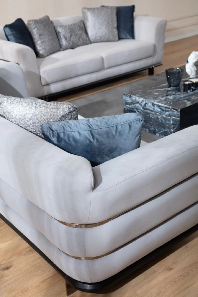 Casa Padrino sof¨¢ de lujo gris / negro 230 x 102 x A. 88 cm - Sof¨¢ de sal¨®n - Sof¨¢ de hotel - Muebles de sal¨®n - Interiores de sal¨®n - Muebles de hotel - Muebles de lujo - Interiores de lujo