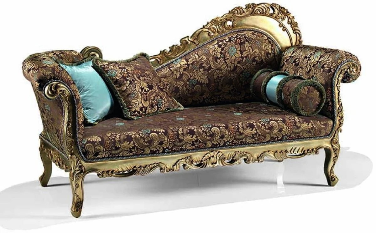 Casa Padrino chaise longue barroco de lujo marr¨®n / turquesa / oro 196 cm - Hecho en Italia