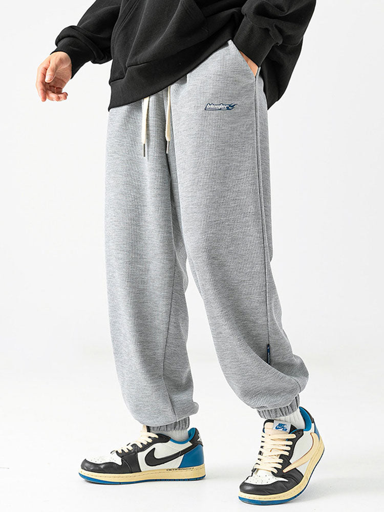 Letter Embroidery Waffle Joggers