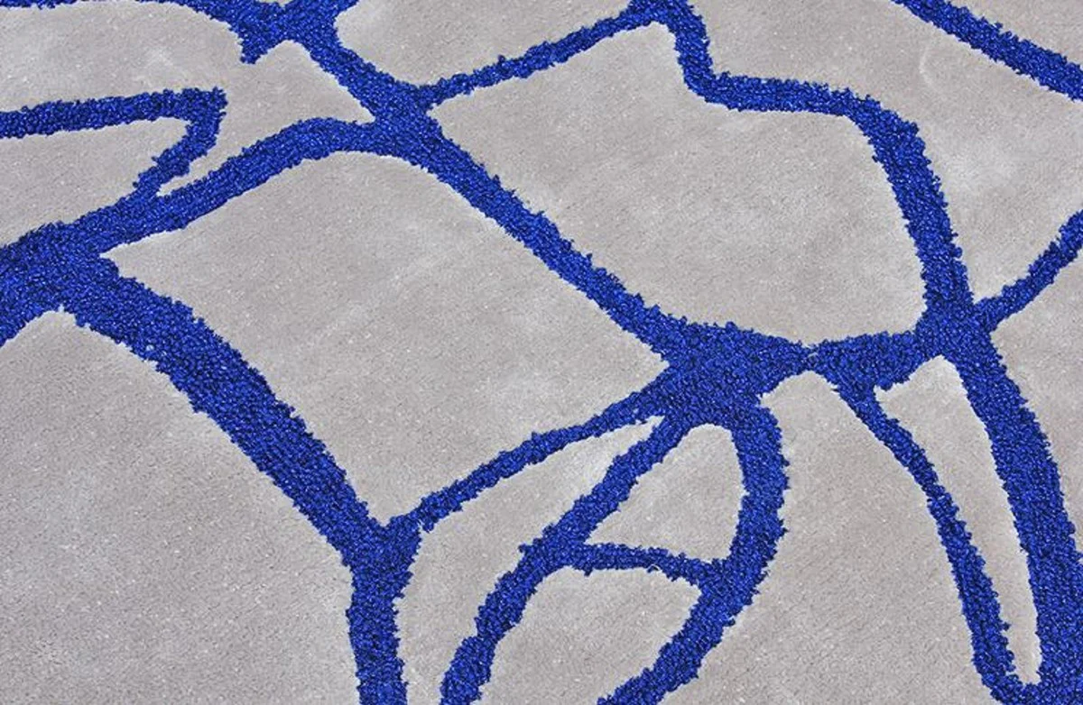 Casa Padrino alfombra de lujo gris / azul 160 x 230 cm - Alfombra rectangular para salón - Alfombra moderna para dormitorio - Interior de lujo - Calidad de lujo