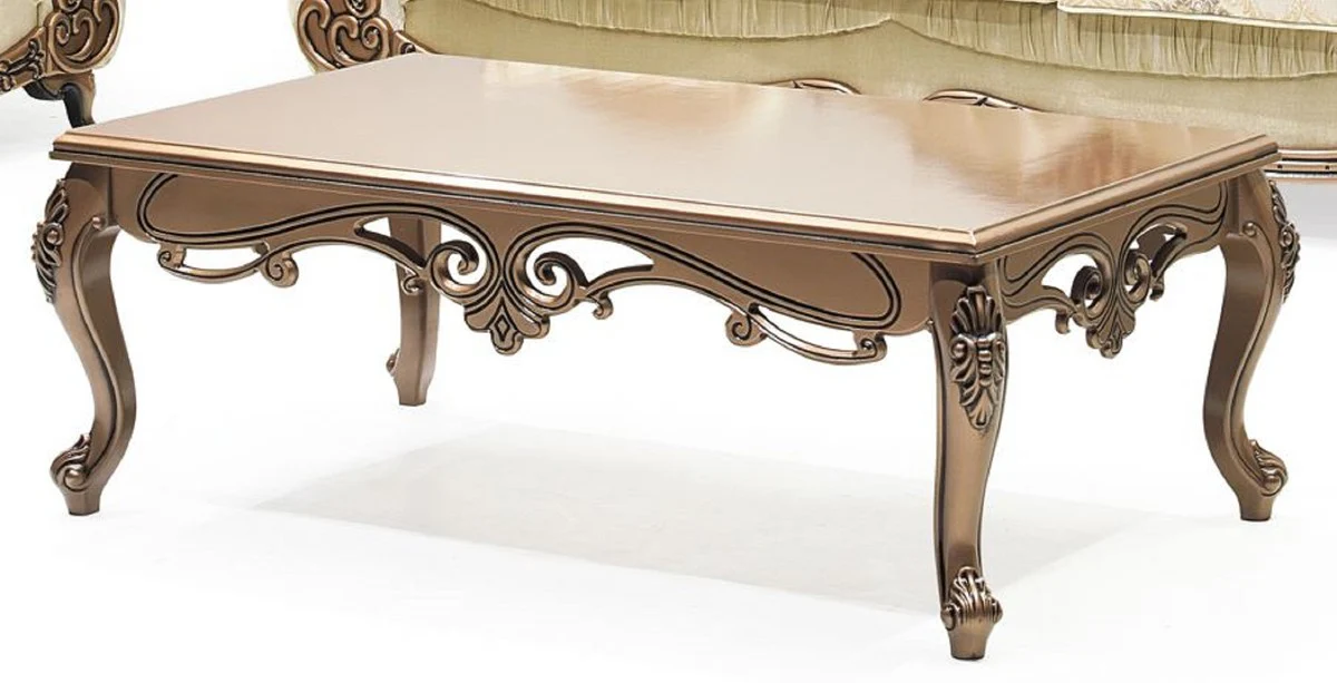 Casa Padrino mesa de centro barroco de lujo cobre - Mesa de sal¨®n rectangular de madera maciza en estilo barroco - Muebles barrocos - Muebles de lujo en estilo barroco - Noble y magn¨ªfico