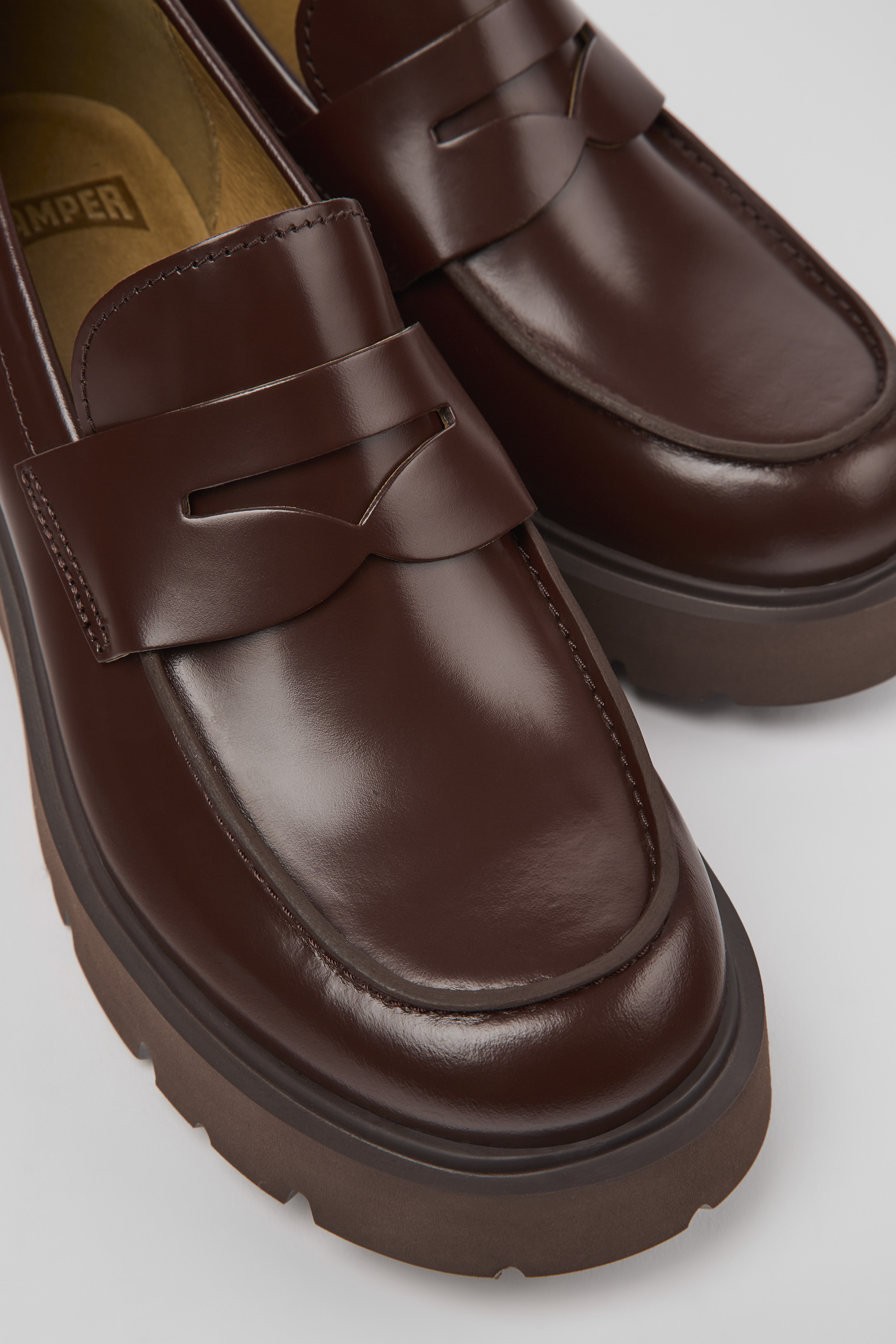 Milah - Burgundy leather loafers for women