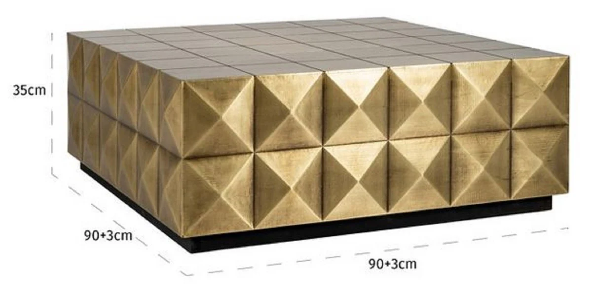 Casa Padrino mesa de centro de lujo oro / negro 90 x 90 x A. 35 cm - Mesa de sal¨®n cuadrada - Muebles de sal¨®n - Muebles de hotel - Muebles de lujo