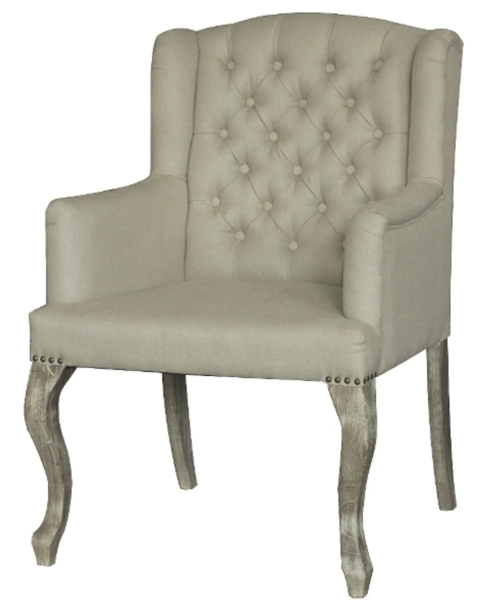 Casa Padrino dining chair with armrests cream 65 x 70 x H. 96 cm - Chesterfield Furniture