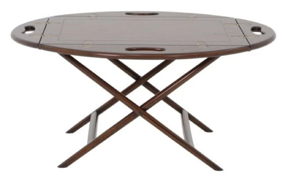 Casa Padrino mesa de centro / bandeja de lujo marr¨®n oscuro 87 x 66 x H. 42 cm - Mesa de Centro Ovalada de Madera de Caoba - Mesa de Servicio - Muebles de Lujo