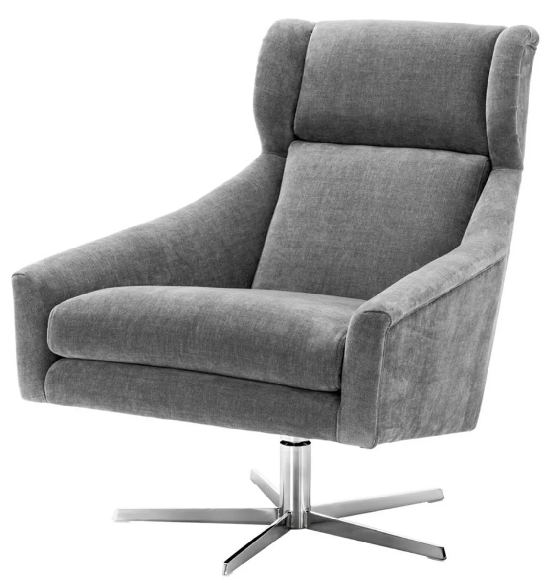 Casa Padrino sillón giratorio gris / plata 76 x 98 x h 94,5 cm - Muebles de Lujo