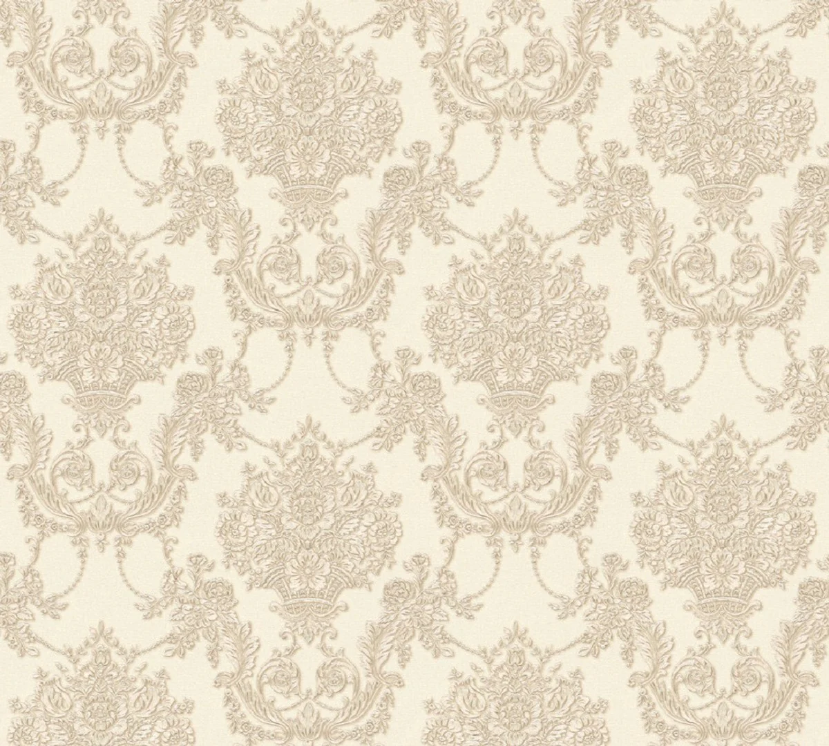 Casa Padrino papel pintado barroco no tejido crema / beige - Papel pintado de estilo barroco con patrón elegante - Accesorios de decoración barroco