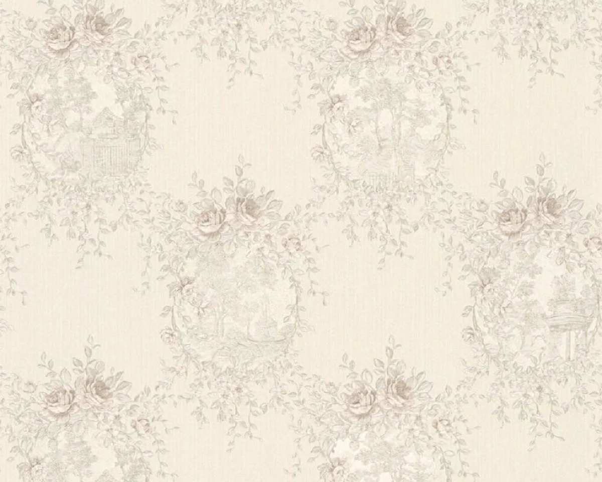 Casa Padrino papel pintado barroco no tejido gris / plata - Papel pintado de salón de estilo barroco con elegante patrón floral - Accesorios de decoración barroco