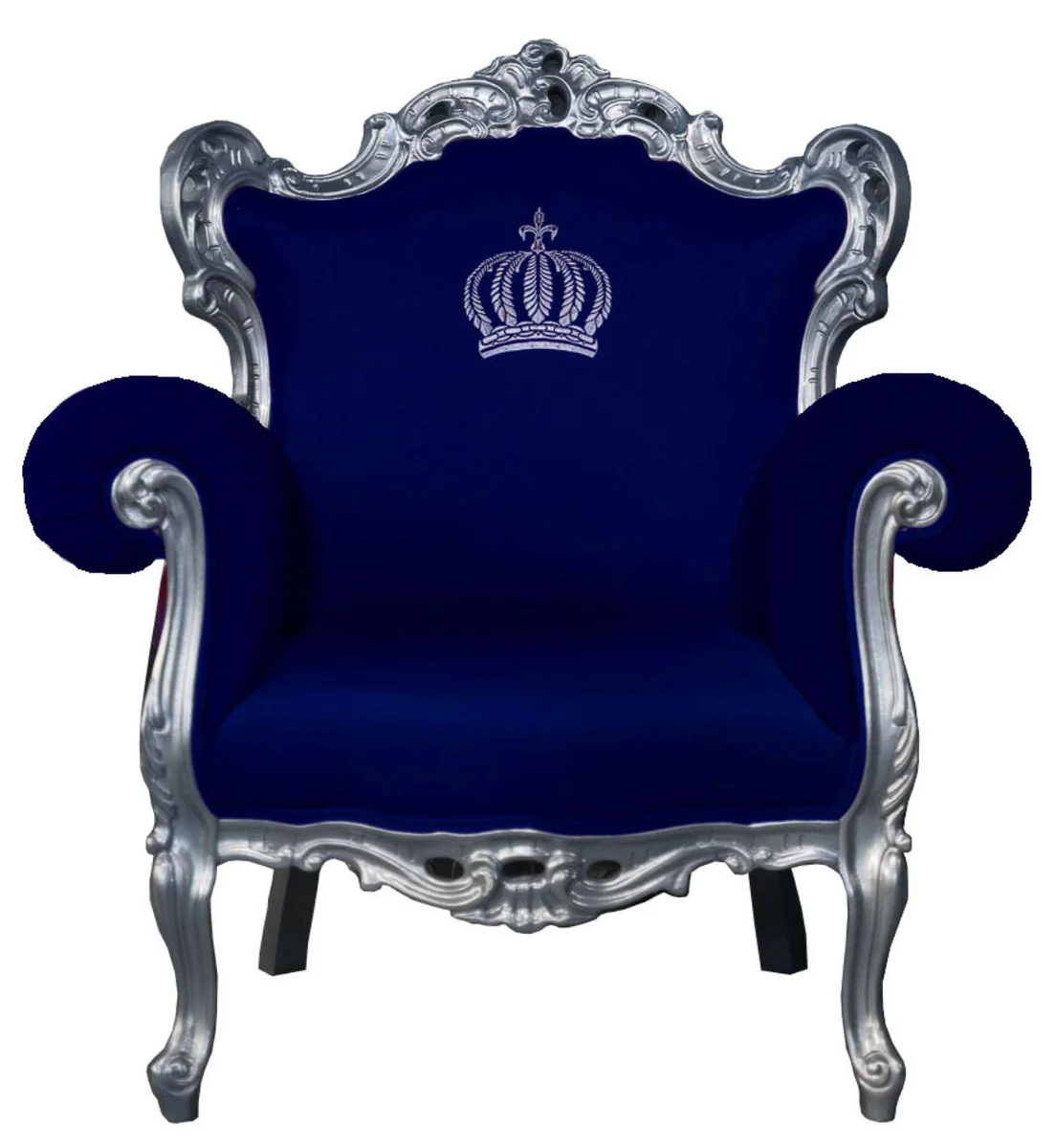 Pomp??s by Casa Padrino luxury baroque armchair blue / silver - Pomp??s baroque armchair designed by Harald Gl??ckler
