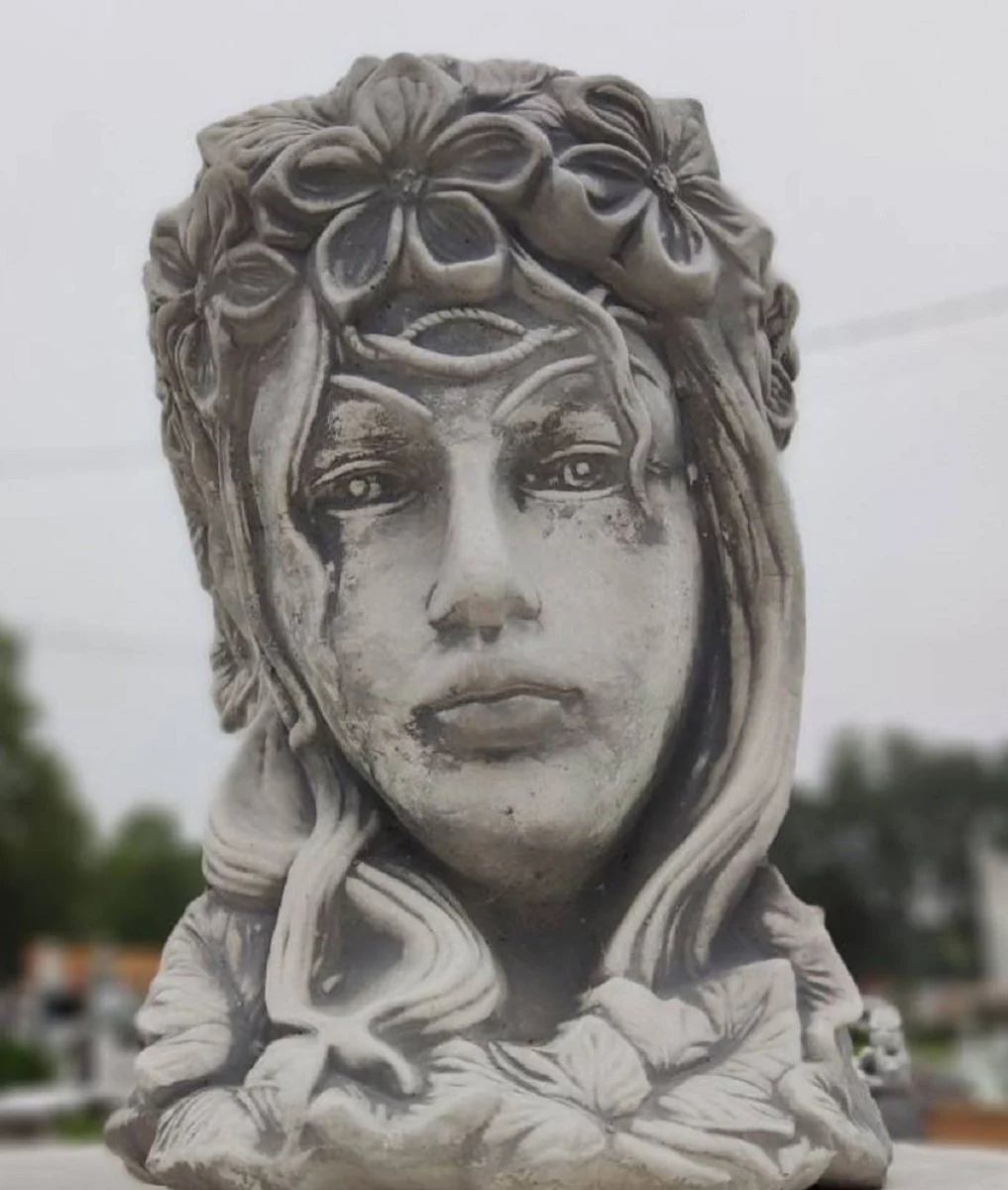 Casa Padrino maceta de decoraci¨®n de jard¨ªn Art Nouveau cabeza de mujer gris ? 24 x A. 32 cm - Maceta de piedra de decoraci¨®n de jard¨ªn - Accesorios Decoraci¨®n de Jard¨ªn Barroco y Art Nouveau