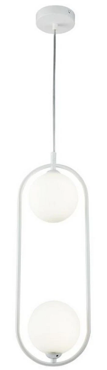 Casa Padrino lámpara colgante de lujo blanco / blanco 17 x 12 x H. 48 cm - Lámpara Colgante Moderna