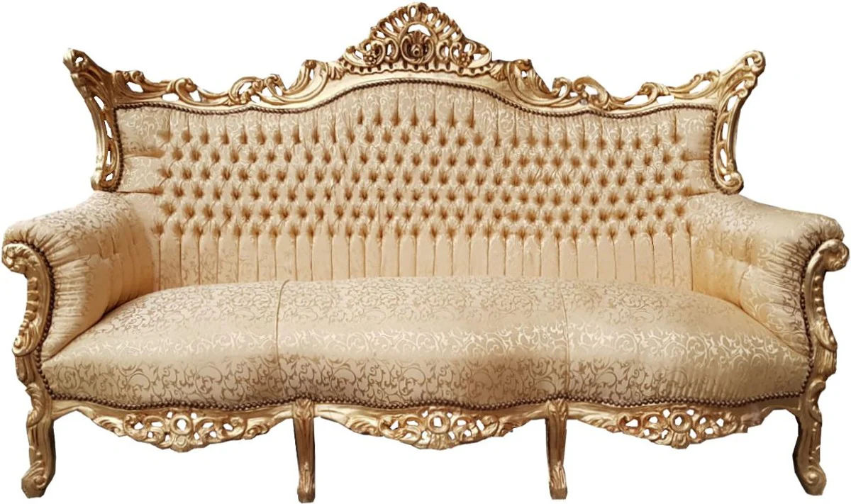 Casa Padrino Baroque Sof¨¢ 3 plazas Gold Pattern / Gold - Muebles de sala Sof¨¢ Lounge