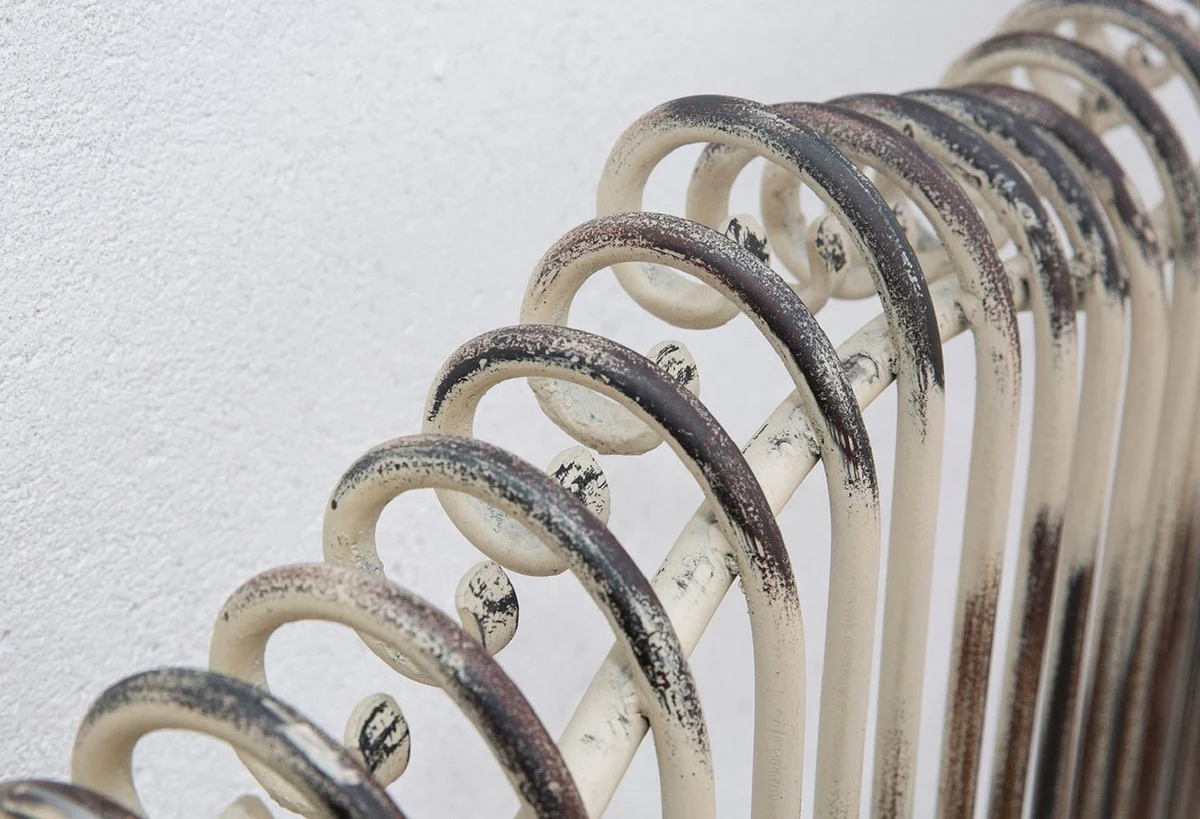 Casa Padrino banco de jardín Art Nouveau beige antiguo 125 x 55 x A. 115 cm - Banco de hierro forjado hecho a mano - Banco con reposabrazos - Muebles de Jardín Barroco y Art Nouveau