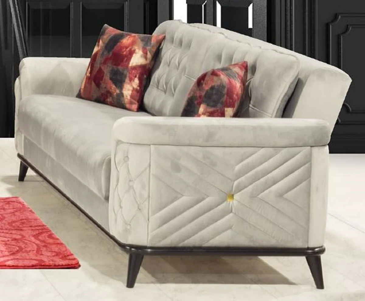 Casa Padrino sof¨¢ cama Chesterfield gris / negro 230 x 90 x A. 80 cm - Sof¨¢ de sal¨®n moderno - Muebles de Sal¨®n Chesterfield