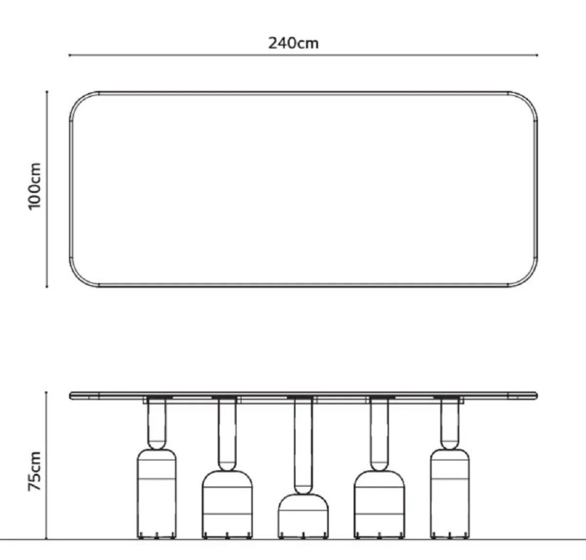 Casa Padrino mesa de comedor de lujo con tapa de m¨¢rmol negro / bronce 240 cm - Luxury hotel & restaurant furniture