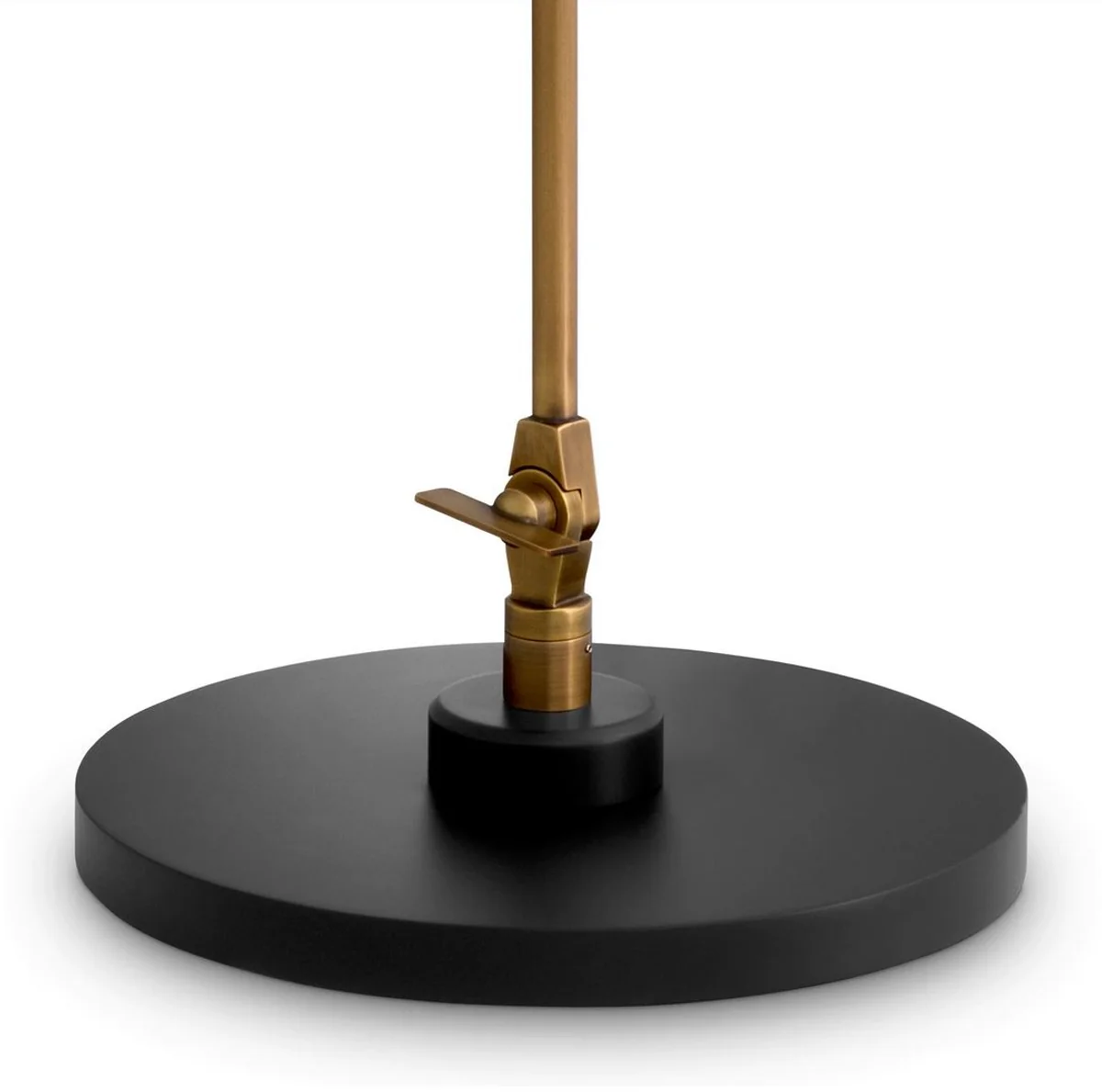 Casa Padrino lámpara de pie de lujo latón antiguo / blanco / negro Ø 39 x A. 155 cm - Lámpara de pie con pantalla redonda de cristal y pie de mármol - Lámparas de pie de lujo - Luces de lujo