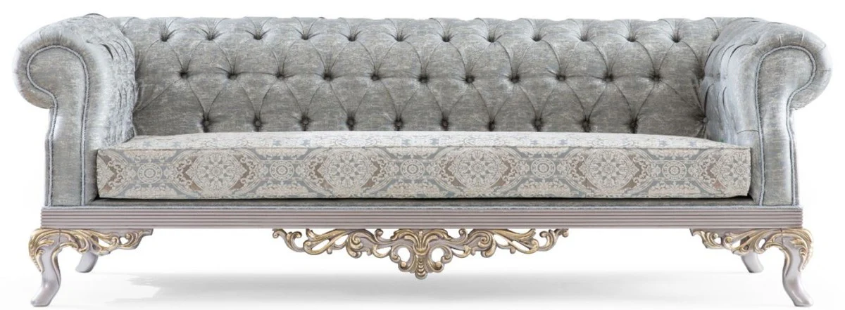 Casa Padrino sof¨¢ barroco de lujo turquesa / plata / oro 225 x 86 x A. 92 cm - Sof¨¢ de Sal¨®n Noble en Estilo Barroco
