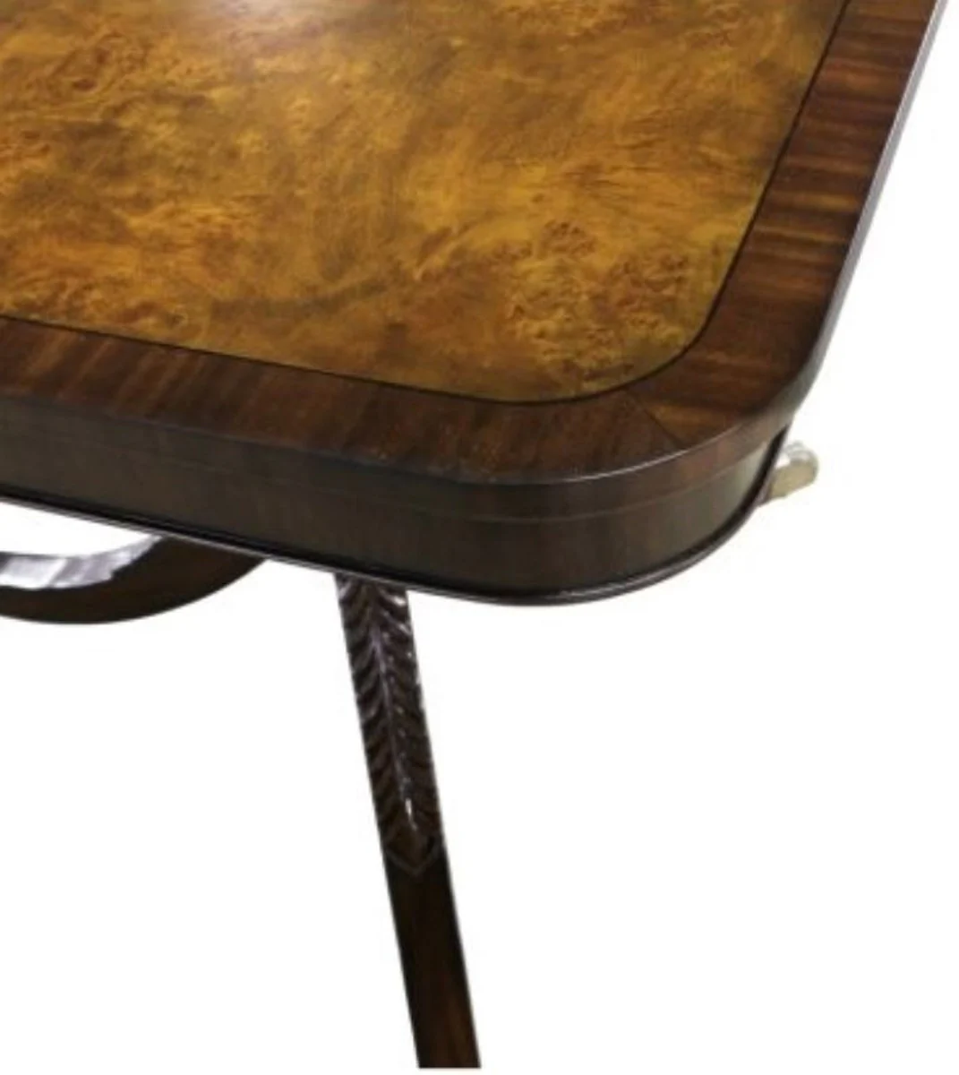 Casa Padrino mesa de comedor de caoba de lujo con ruedas marrón claro / marrón oscuro 180 x 95 x H. 89 cm - Muebles de Lujo Para el Comedor