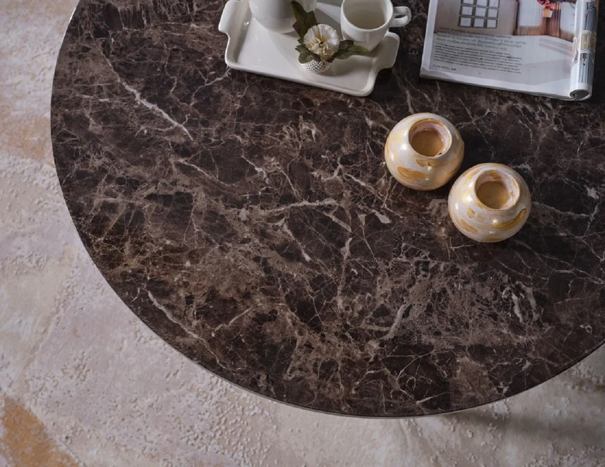 Casa Padrino mesa de centro de lujo negro / lat¨®n ? 90 x A. 41 cm - Mesa de sal¨®n redonda con tablero de m¨¢rmol artificial - Muebles de sal¨®n - Muebles de hotel - Muebles de lujo