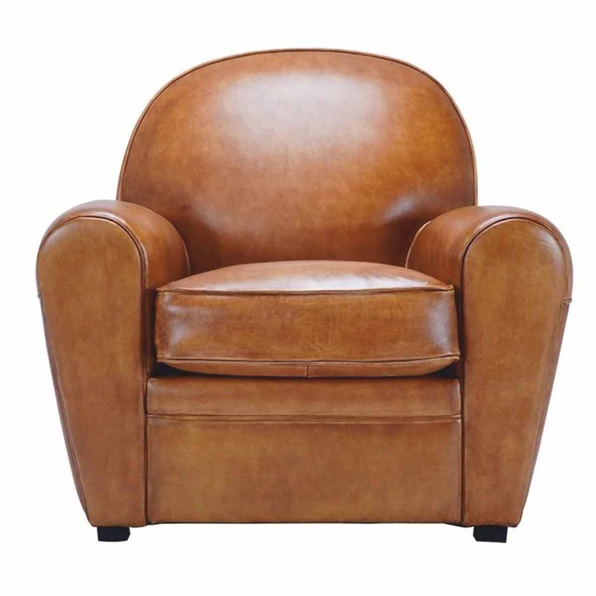 Casa Padrino sill¨®n de lujo de cuero genuino marr¨®n claro / negro - Muebles de cuero genuino