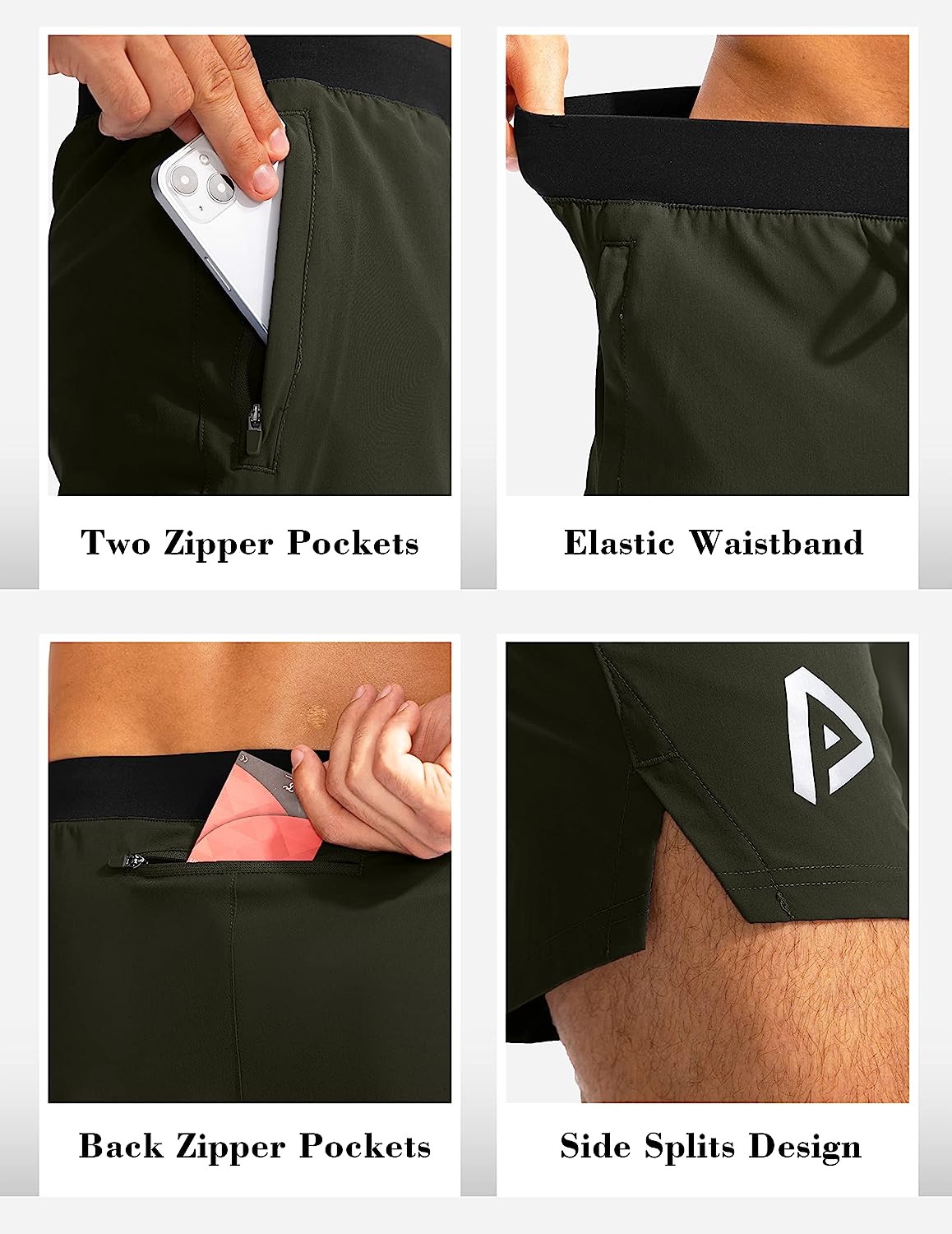 Men's Workout Running Shorts 5 Inch Lightweight Quick Dry Soccer Gym Athletic Shorts for Men with 3 Pockets