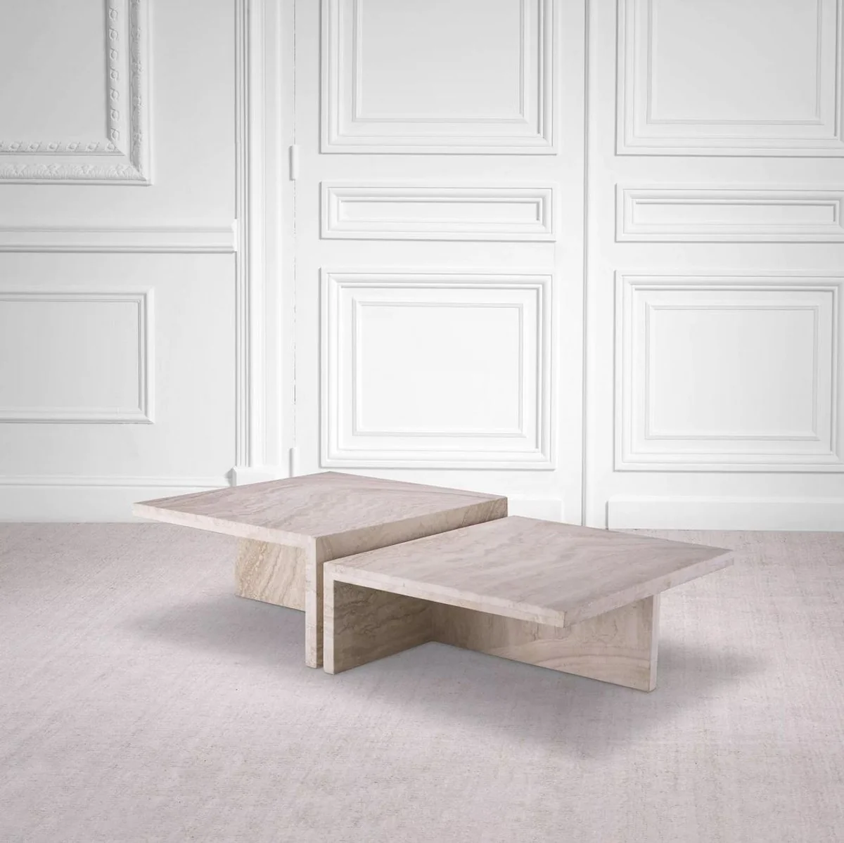 Casa Padrino mesa de centro de travertino de lujo beige 70 x 60 x A. 28 cm - Mesa de sal¨®n de piedra natural - Muebles de sal¨®n - Muebles de piedra natural - Muebles de lujo - Instalaci¨®n de lujo