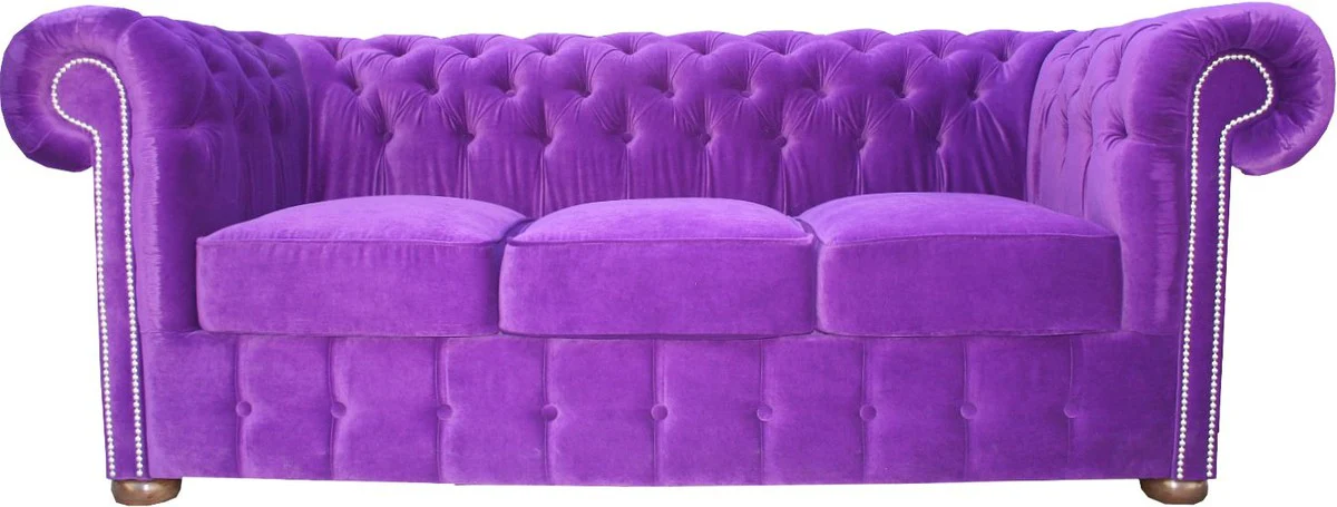 Sof¨¢ de 3 plazas Casa Padrino Chesterfield en p¨²rpura 200 x 90 x H. 78 cm - calidad de lujo