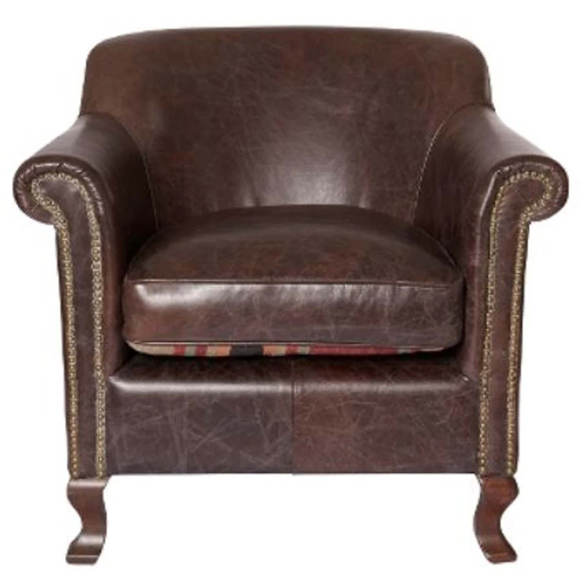 Casa Padrino luxury leather armchair dark brown 88 x 81 x H. 79 cm - Genuine Leather Furniture