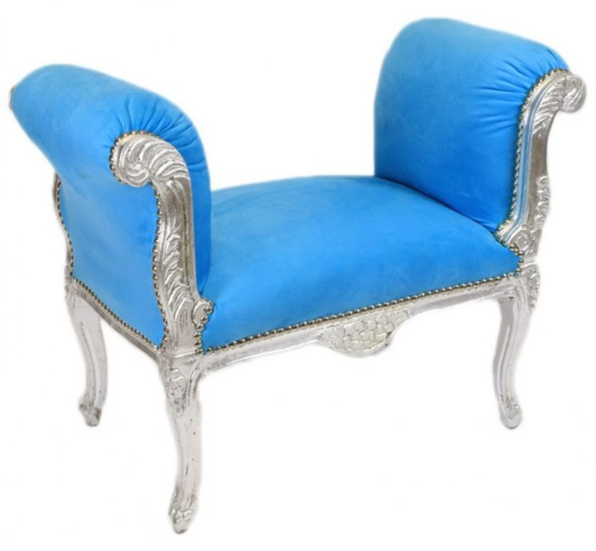 Heces Casa Padrino barroco de heces Azul claro / Plata - Banco