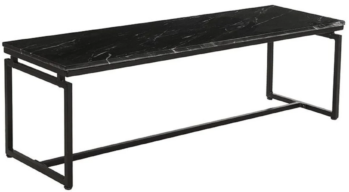 Casa Padrino conjunto de mesa de centro de lujo de 2 negro - Mesas de sal¨®n de metal con tapa de m¨¢rmol - Muebles de sal¨®n - Muebles de lujo