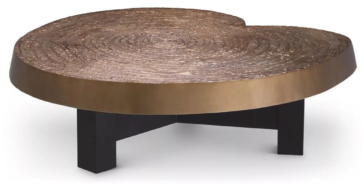 Casa Padrino mesa de centro de lujo oro antiguo / negro 105 x 110 x A. 35 cm - Mesa de sal¨®n moderna con tablero de aluminio - Muebles de Sal¨®n - Muebles de Lujo