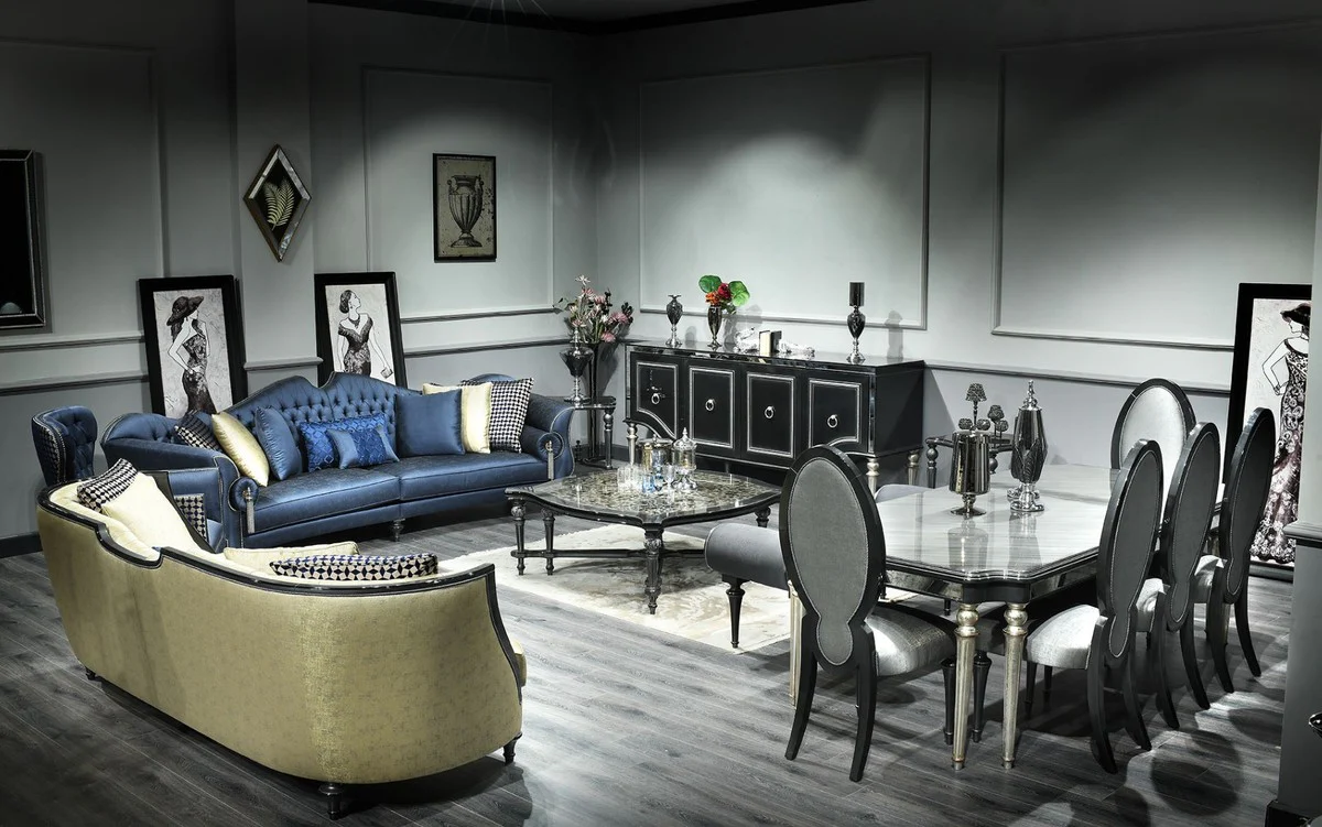 Casa Padrino sof¨¢ barroco de lujo oro / negro 257 x 100 x A. 86 cm - Sof¨¢ de sal¨®n adornado - Muebles Barrocos