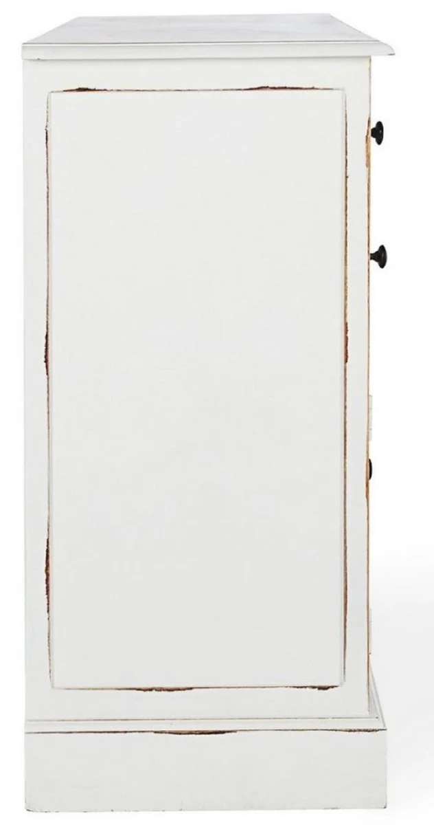 Casa Padrino aparador de estilo campestre blanco antiguo 145 x 40 x A. 85 cm - Armario de estilo campestre con 3 puertas y 5 cajones - Muebles de estilo campestre - Interiores de estilo campestre