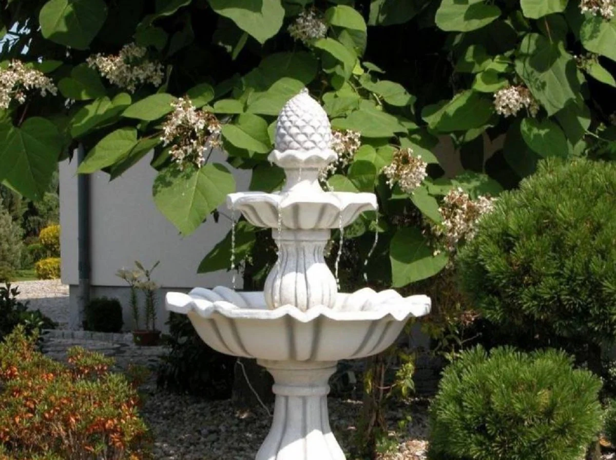 Casa Padrino fuente barroco gris Ø 79 x A. 141 cm - Magnífica Fuente de Jardín - Fuente de Decoración de Jardín - Accesorios de Decoración de Jardín Barroco y Art Nouveau