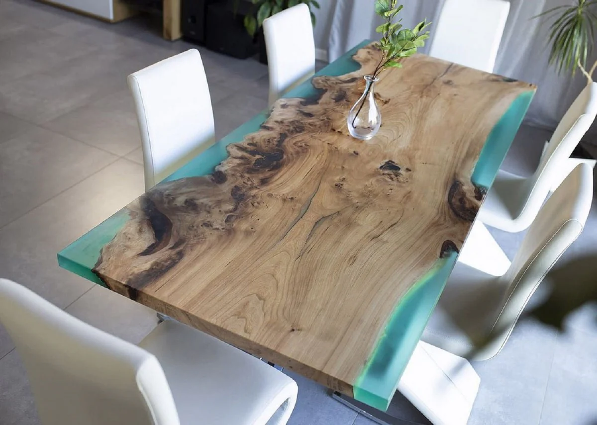 Casa Padrino mesa de comedor de lujo natural / marr¨®n / verde 200 cm
