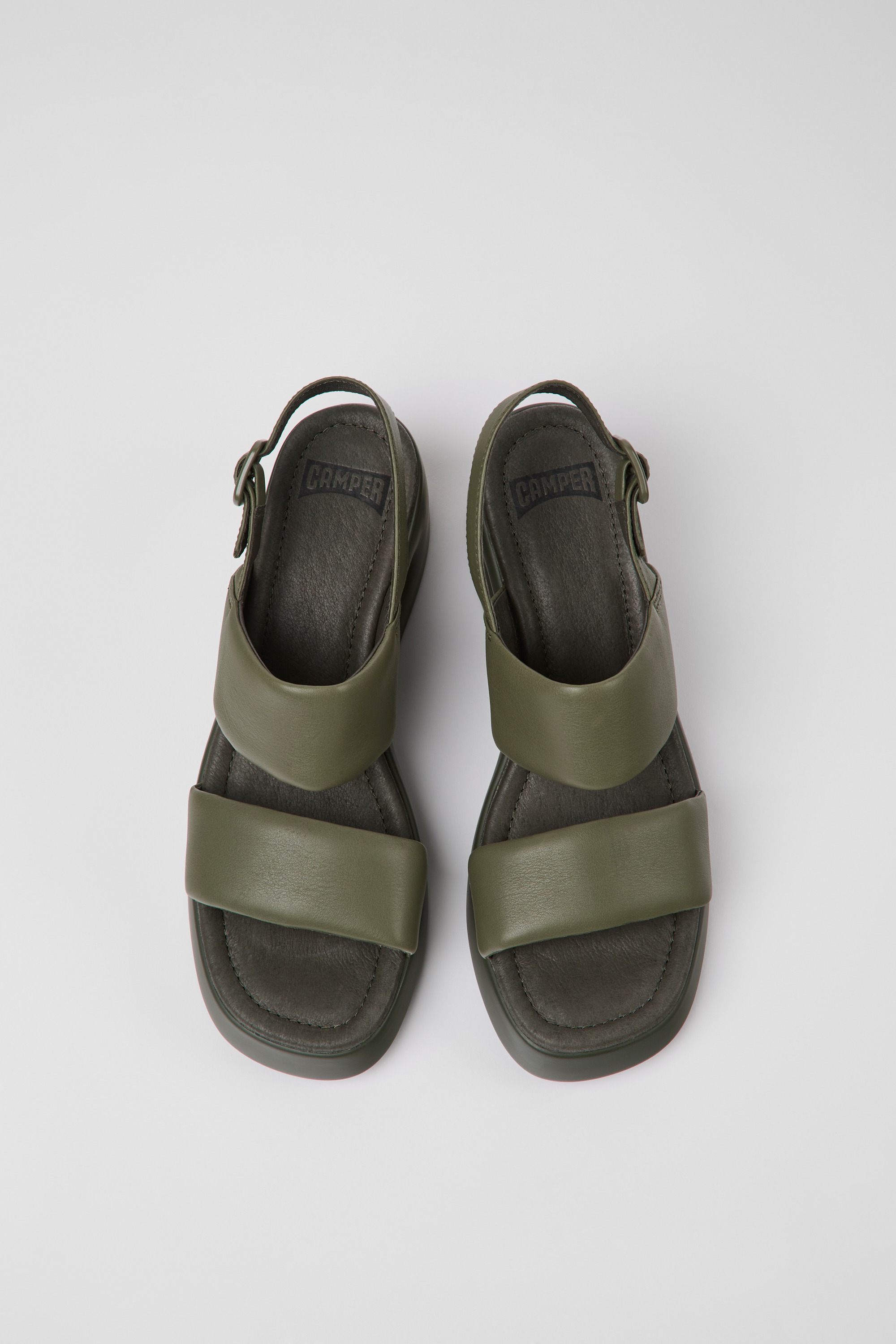 Kaah - Green leather sandals for women
