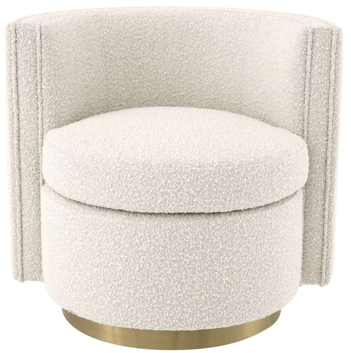 Casa Padrino sill¨®n giratorio de lujo crema / oro mate 80 x 73 x A. 71,5 cm - Sill¨®n de sal¨®n tapizado con terciopelo fino - Muebles de Lujo