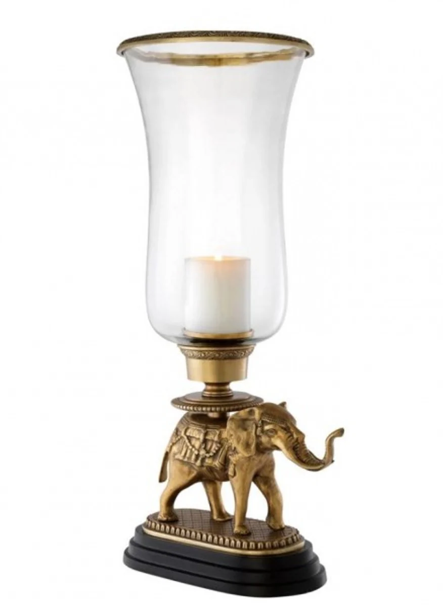 Casa Padrino luxury candle holder elephant brass finish with granite base - Luxury Hotel Accessories