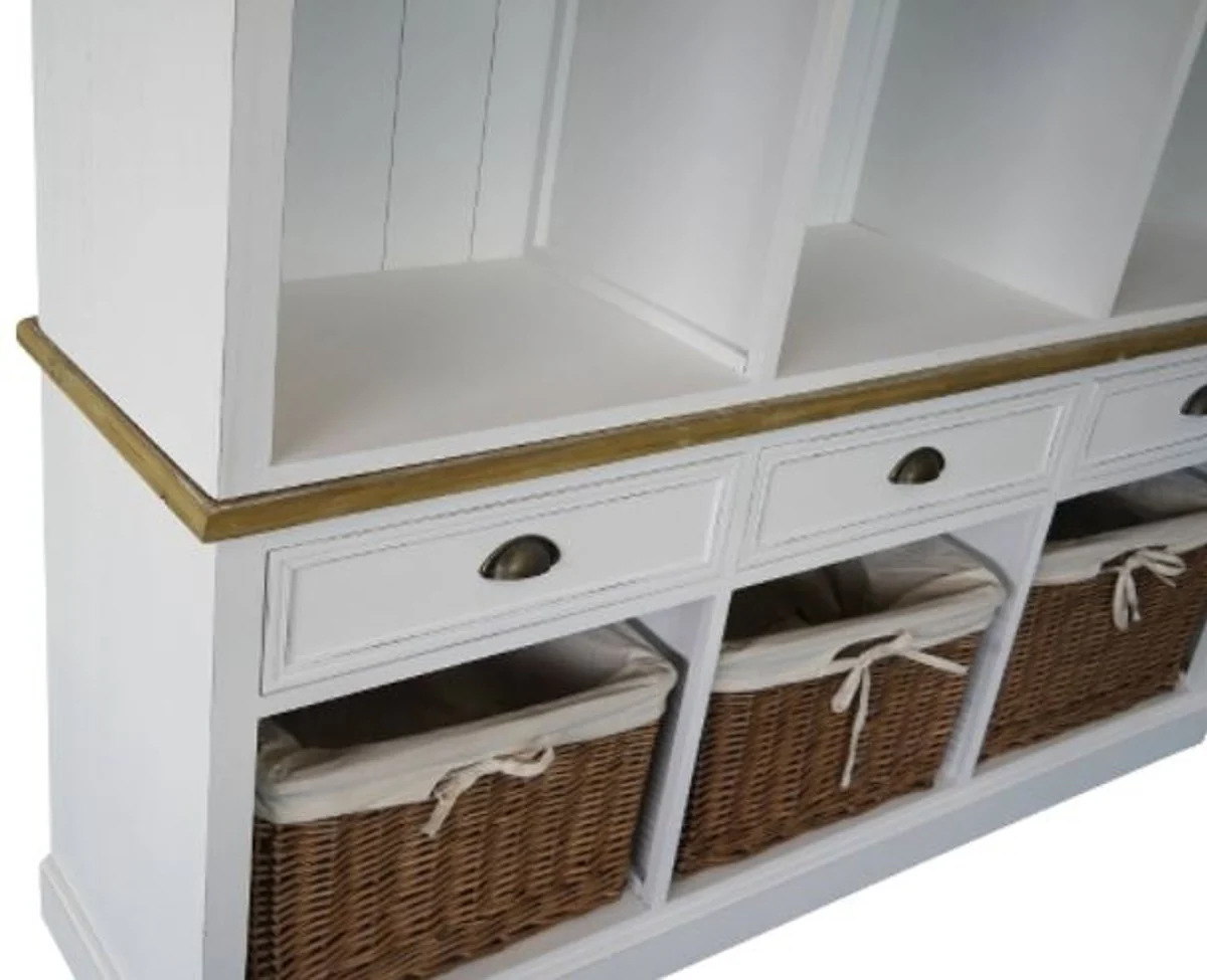 Casa Padrino Country Style Wall Cabinet Antique White / Brown 160 x 40 x H. 206 cm - Country Style Furniture