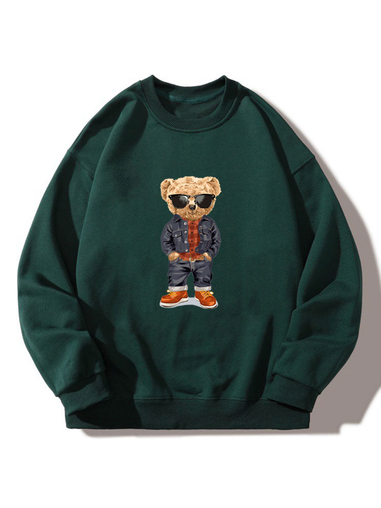 Denim Bear Crew Neck Relaxed Sweatshirt