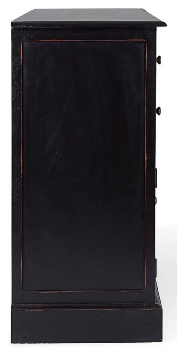 Casa Padrino aparador de estilo campestre negro antiguo 145 x 40 x A. 85 cm - Armario de estilo campestre con 3 puertas y 5 cajones - Muebles de estilo campestre - Interiores de estilo campestre