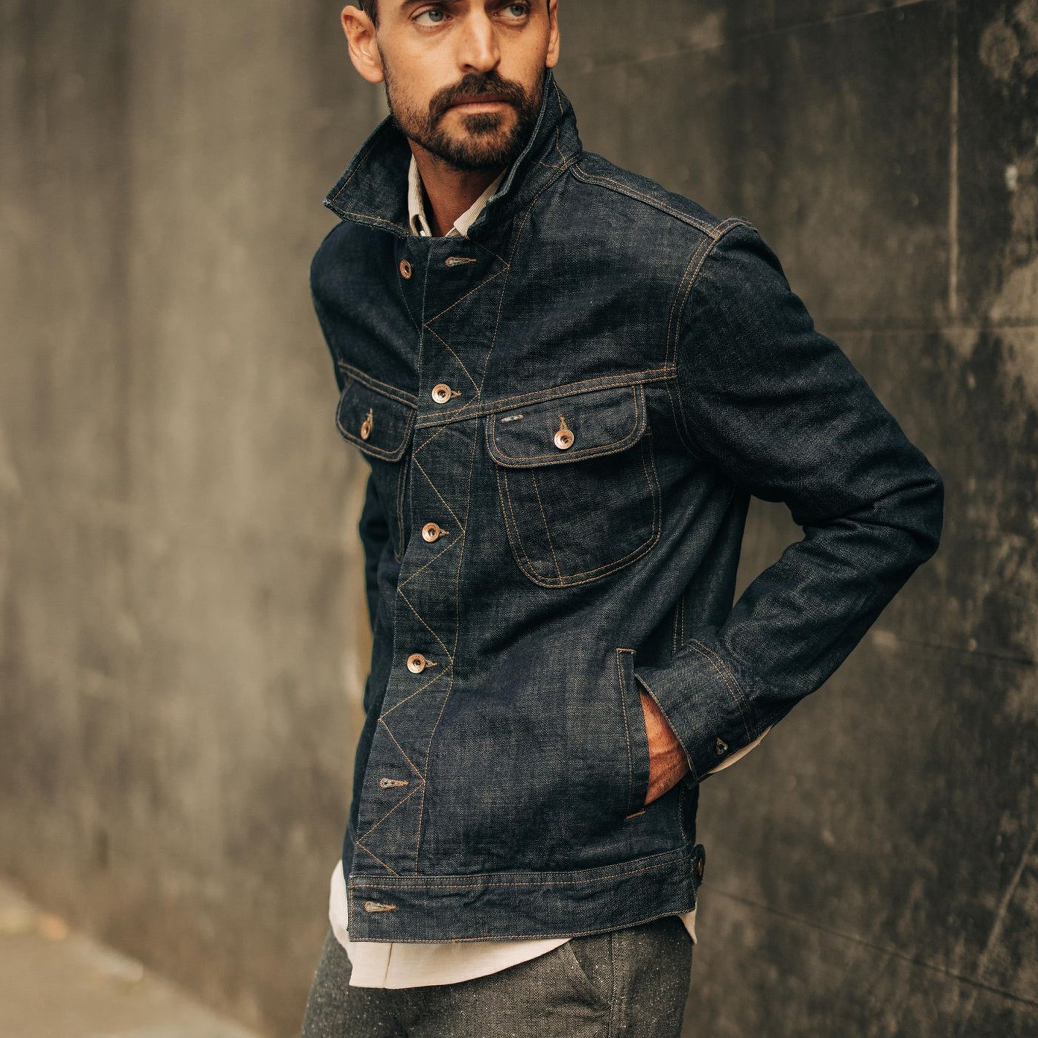 The Long Haul Jacket in Rinsed Organic Selvage