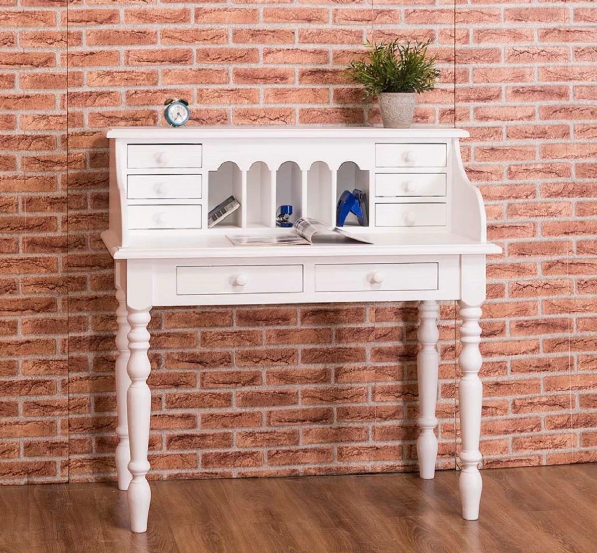 Casa Padrino Escritorio de Estilo Campestre Blanco 109 x 60 x H. 110 cm - Muebles de Oficina